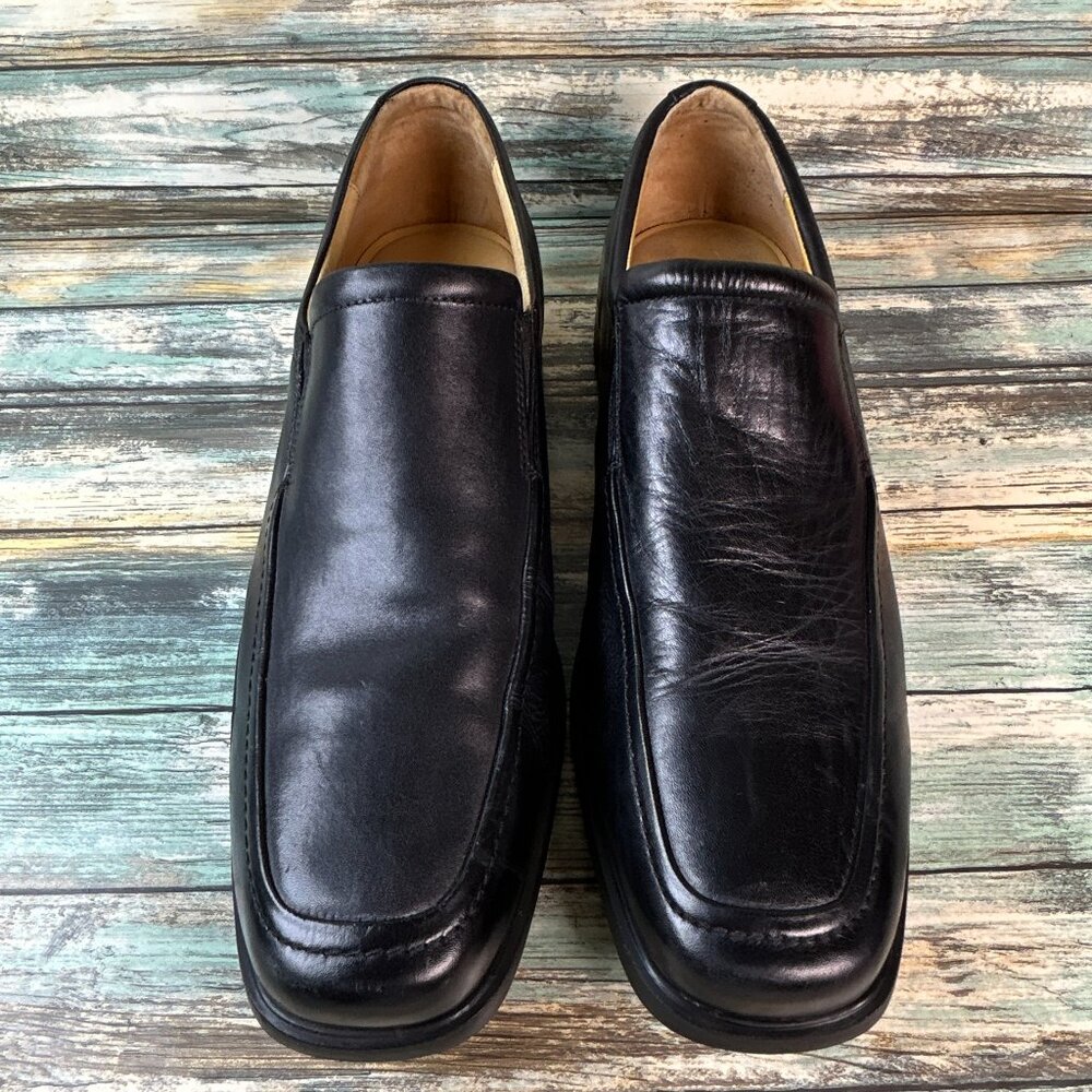 Johnston & Murphy Loafers Mens Size 13M Black Leather Apron Toe Dress Work Shoes